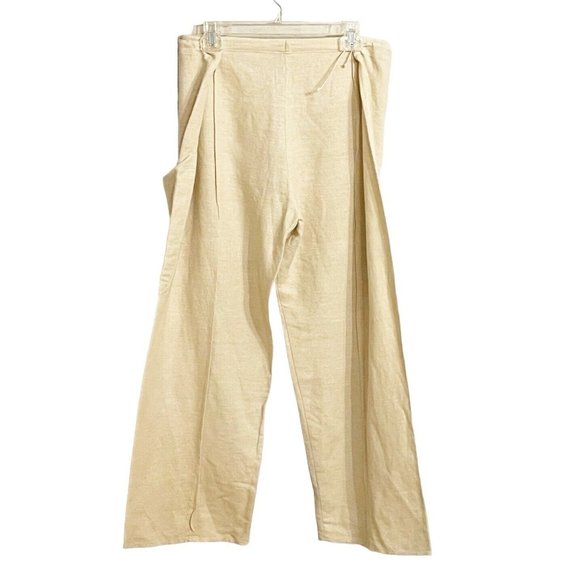 Gypsy By Karen Fowler Beige 100% Linen Drawstring Waist Ankle Pants OS Lagenlook - Picture 2 of 11